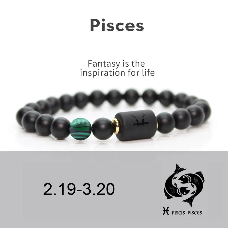 Buddha Stones 12 Costellazioni dello Zodiaco Bracciale Regolabile in Onice Nero - Image 10