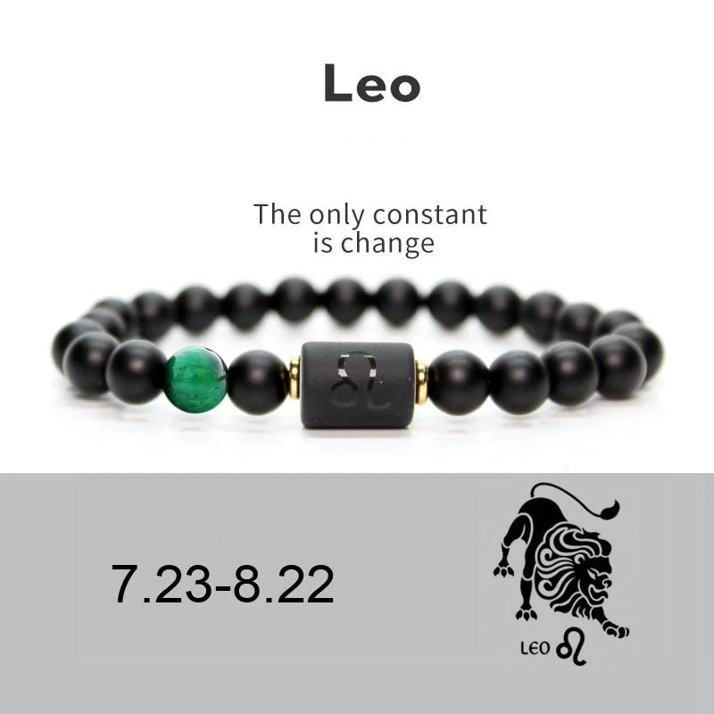 Buddha Stones 12 Costellazioni dello Zodiaco Bracciale Regolabile in Onice Nero - Image 6
