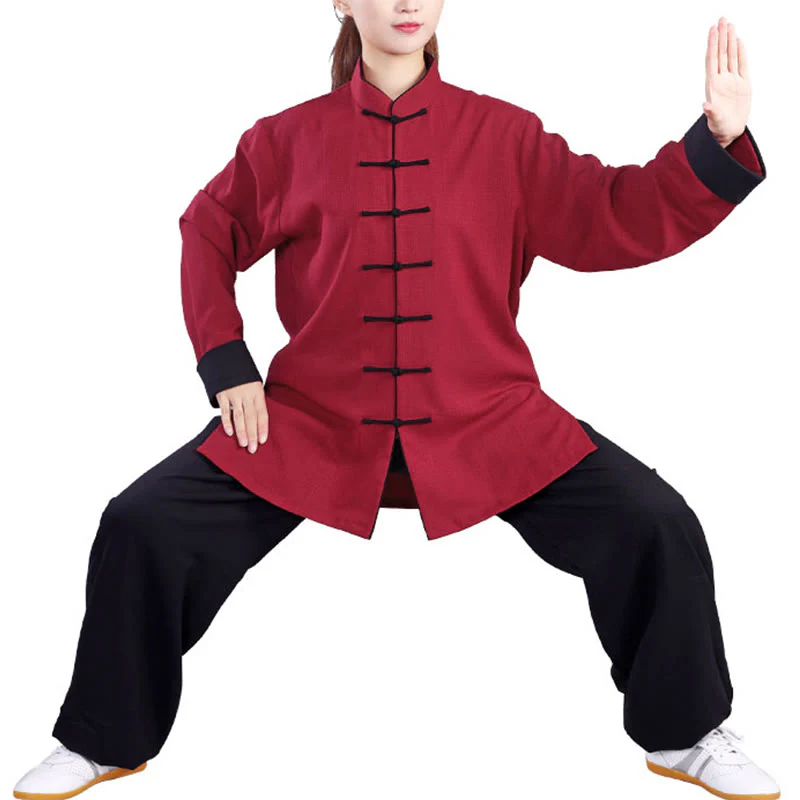 Buddha Stones 2 pezzi autunno inverno rana-bottone Tai Chi meditazione Qigong Zen pratica unisex cotone lino abbigliamento set - Image 11