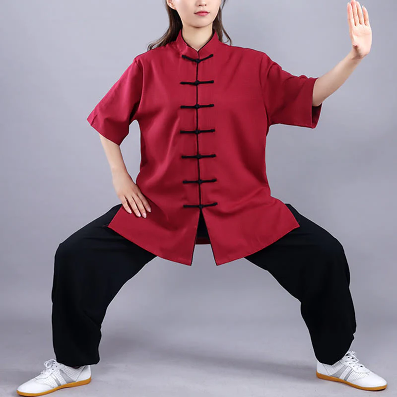 Buddha Stones 2 pezzi autunno inverno rana-bottone Tai Chi meditazione Qigong Zen pratica unisex cotone lino abbigliamento set - Image 12