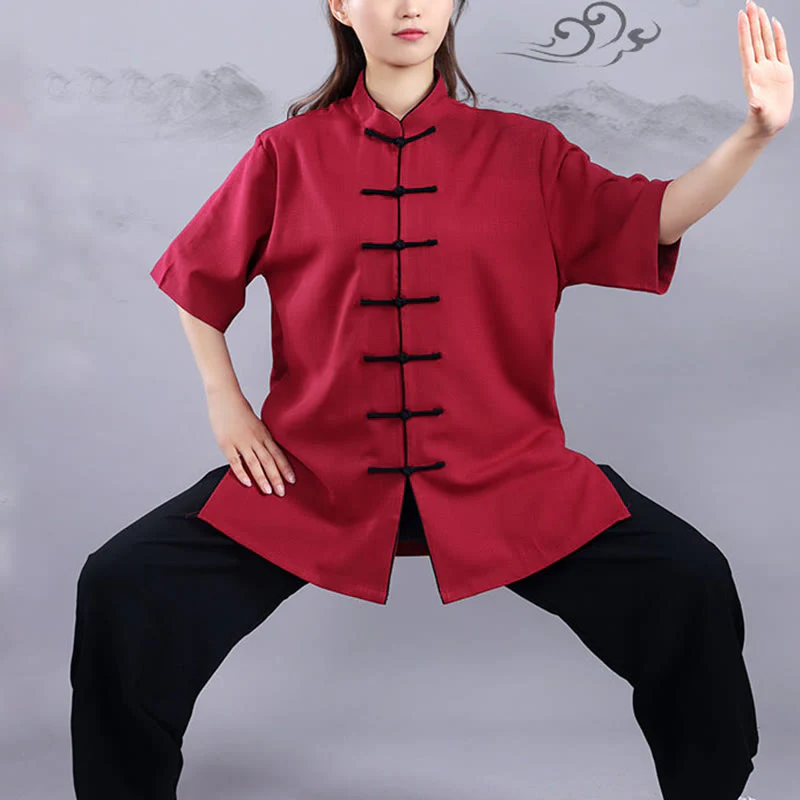 Buddha Stones 2 pezzi autunno inverno rana-bottone Tai Chi meditazione Qigong Zen pratica unisex cotone lino abbigliamento set - Image 14