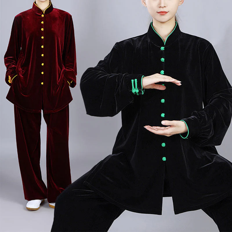 Buddha Stones 2 pezzi autunno inverno Tai Chi Meditazione Qigong Zen Pratica Unisex Velour Peluche Set di abbigliamento - Image 20