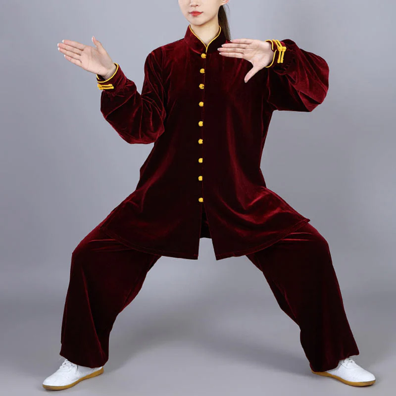Buddha Stones 2 pezzi autunno inverno Tai Chi Meditazione Qigong Zen Pratica Unisex Velour Peluche Set di abbigliamento - Image 9