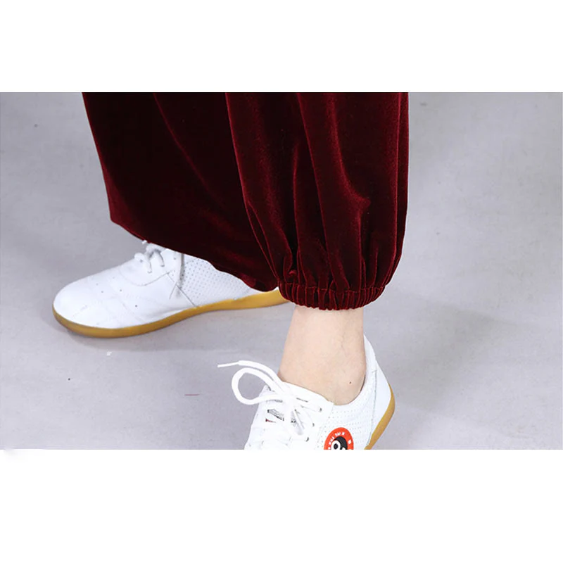 Buddha Stones 2 pezzi autunno inverno Tai Chi Qigong pratica unisex rana-bottoni meditazione velluto abbigliamento set - Image 13