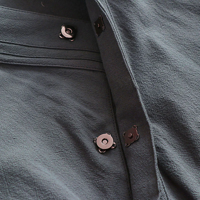 Buddha Stones 2 pezzi autunno solido manica lunga uomo taoista lunga veste kimono con lacci senza maniche gilet abito cerimonia qigong - Image 12