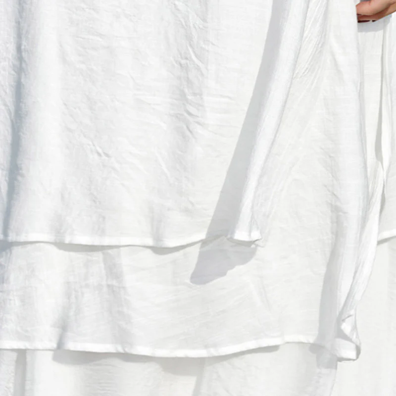 Buddha Stones 2 pezzi bianco Tai Chi Meditazione Yoga Zen Cotone Lino Abbigliamento Top Pantaloni Set da donna - Image 10