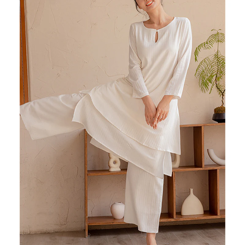 Buddha Stones 2 pezzi Design semplice Tai Chi Meditazione Yoga Abbigliamento Top Pantaloni Set da donna - Image 10