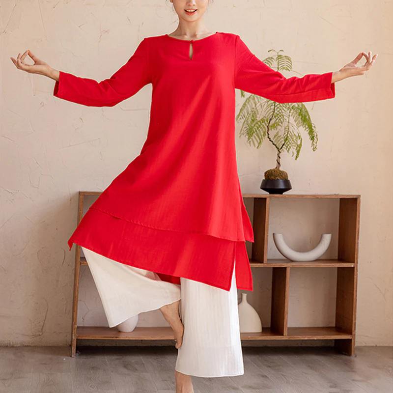 Buddha Stones 2 pezzi Design semplice Tai Chi Meditazione Yoga Abbigliamento Top Pantaloni Set da donna - Image 13