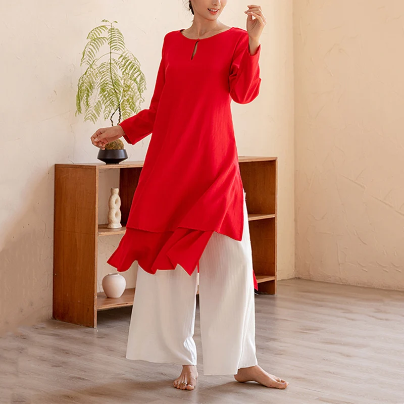 Buddha Stones 2 pezzi Design semplice Tai Chi Meditazione Yoga Abbigliamento Top Pantaloni Set da donna - Image 14