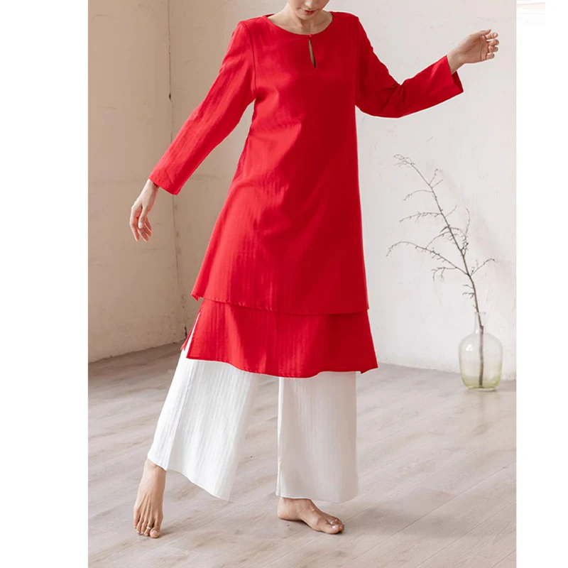 Buddha Stones 2 pezzi Design semplice Tai Chi Meditazione Yoga Abbigliamento Top Pantaloni Set da donna - Image 17