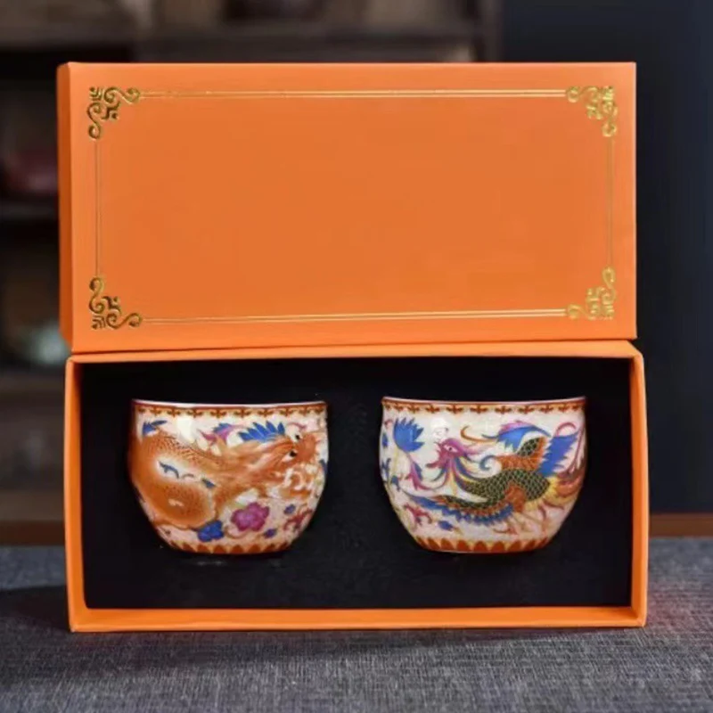 Buddha Stones 2 pezzi Drago Fenice Tazza da tè in ceramica Kung Fu Tazze da tè - Image 10