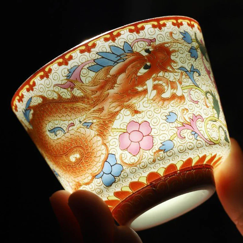 Buddha Stones 2 pezzi Drago Fenice Tazza da tè in ceramica Kung Fu Tazze da tè - Image 4