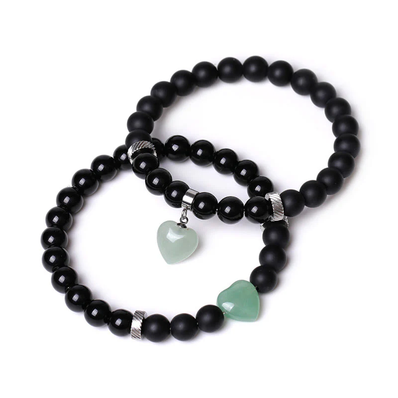 Buddha Stones 2 pezzi onice nero pietra di cristallo amore cuore protezione supporto coppia braccialetto - Image 12