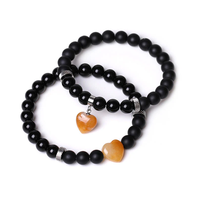 Buddha Stones 2 pezzi onice nero pietra di cristallo amore cuore protezione supporto coppia braccialetto - Image 14