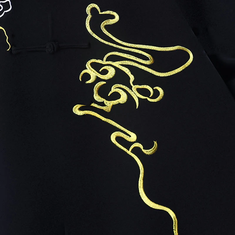 Buddha Stones 2 pezzi ricamo autunnale drago rana-bottone Tai Chi meditazione Qigong Zen pratica unisex cotone abbigliamento set - Image 6
