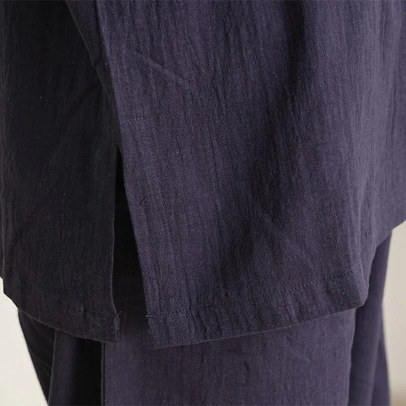 Buddha Stones 2 pezzi scollo a V manica a tre quarti camicia top pantaloni meditazione zen tai chi cotone lino abbigliamento da donna set - Image 17
