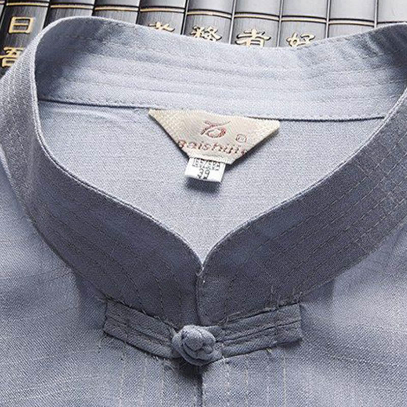 Set di 2 pezzi di tuta da uomo con bottoni a rana, camicia a maniche lunghe e pantaloni, in tinta unita, Buddha Stones - Image 7