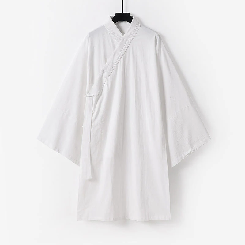 Buddha Stones 2 pezzi Wudang Tai Chi Cerimonia Solido Manica lunga Uomo Taoista Lunga Veste Kimono Senza Maniche Gilet Completo - Image 3