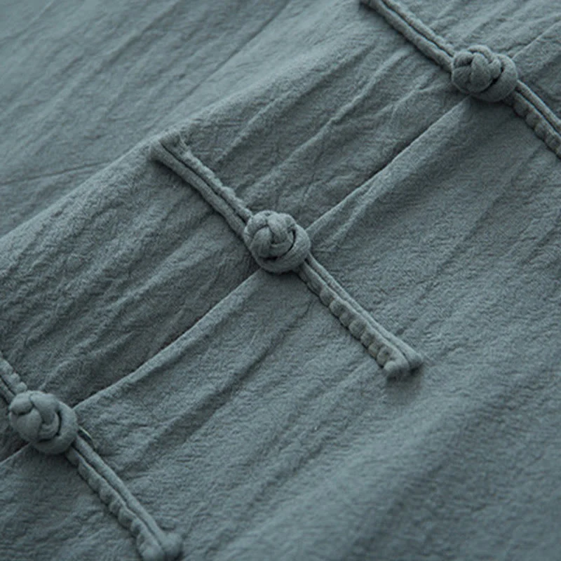 Buddha Stones 2 pezzi Zen Tang Suit da uomo in lino con bottoni a rana, camicia a maniche lunghe e pantaloni set - Image 9
