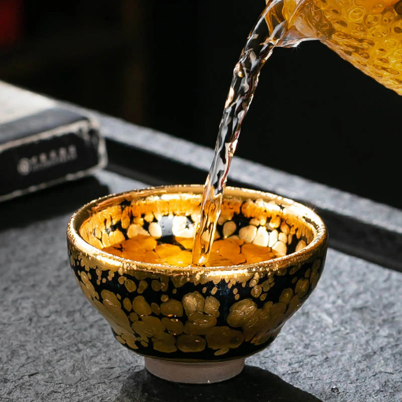 Buddha Stones 24K Gold Spot Pattern Tazza da tè cinese Jianzhan in ceramica Tazza da tè Kung Fu Ciotola con scatola regalo - Image 4