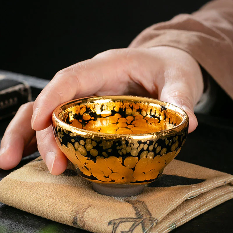 Buddha Stones 24K Gold Spot Pattern Tazza da tè cinese Jianzhan in ceramica Tazza da tè Kung Fu Ciotola con scatola regalo - Image 7