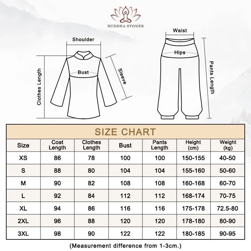 Buddha Stones 3 pezzi Yin Yang Albero Tai Chi Spirituale Zen Pratica Meditazione Preghiera Uniforme Unisex Abbigliamento Set - Image 14