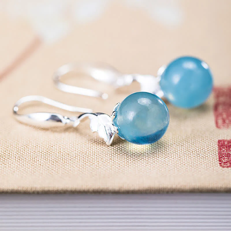 Buddha Stones 925 Sterling Silver Acquamarina Naturale Foglia Fiore Orecchini Collana Pace - Image 7