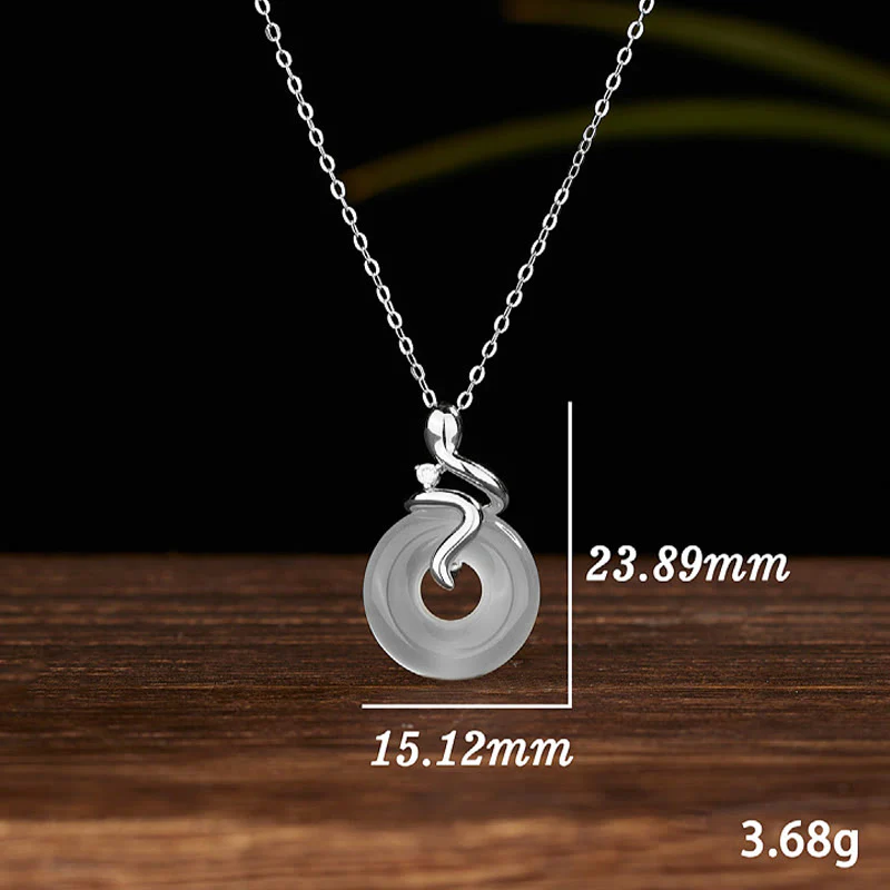 Buddha Stones 925 Sterling Silver Anno del serpente Calcedonio Pace fibbia Collana pendente positivo - Image 9