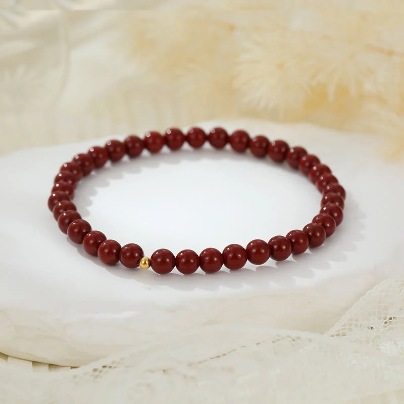 Buddha Stones 925 Sterling Silver Cinnabar Beads Benedizione Cavigliera - Image 3