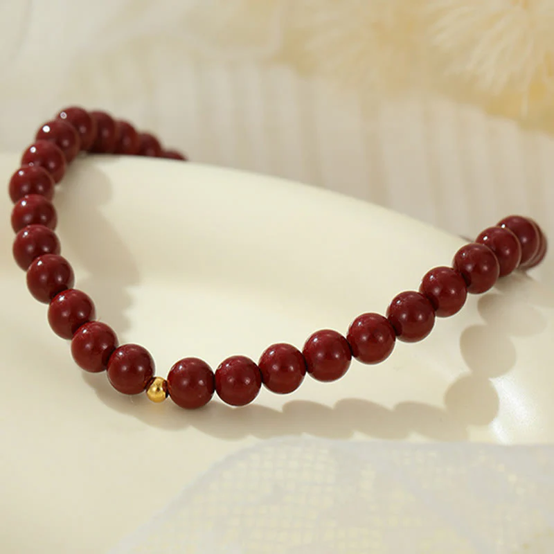 Buddha Stones 925 Sterling Silver Cinnabar Beads Benedizione Cavigliera - Image 4