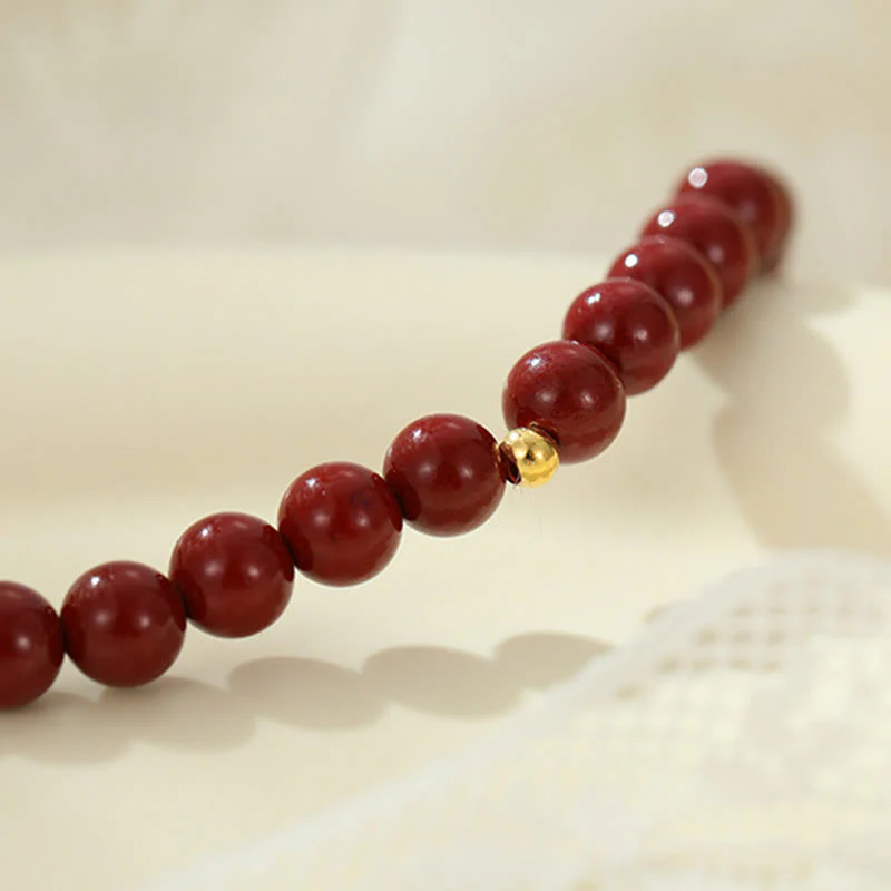 Buddha Stones 925 Sterling Silver Cinnabar Beads Benedizione Cavigliera - Image 5