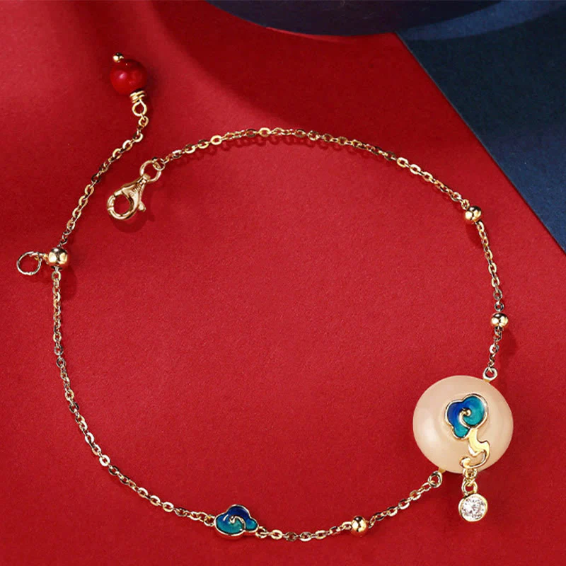 Buddha Stones 925 Sterling Silver Hetian Jade Naturale Nuvole di Buon Auspicio Abbondanza - Image 2