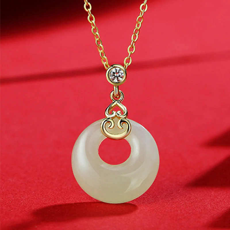 Buddha Stones 925 Sterling Silver Hetian naturale giada zucca fibbia della pace zircone fortuna braccialetto collana ciondolo orecchini - Image 13