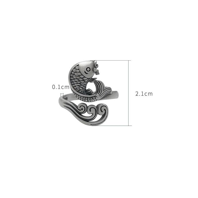 Buddha Stones 925 Sterling Silver Koi Fish Water Ripple Luck Wealth - Image 16