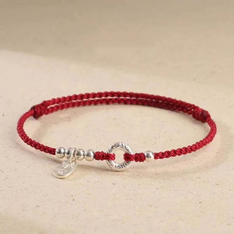 Buddha Stones 925 Sterling Silver Nuvole di Buon Auspicio Pace Fibbia Sano E Sano Bracciale Cavigliera