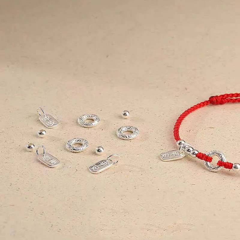 Buddha Stones 925 Sterling Silver Nuvole di Buon Auspicio Pace Fibbia Sano E Sano Bracciale Cavigliera - Image 11