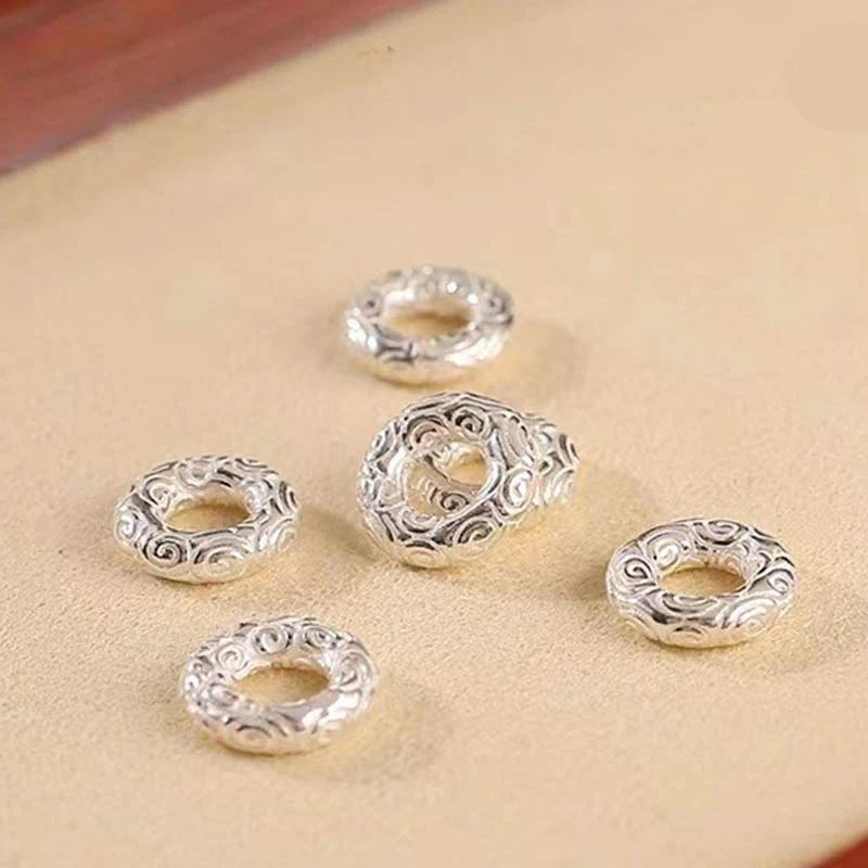Buddha Stones 925 Sterling Silver Nuvole di Buon Auspicio Pace Fibbia Sano E Sano Bracciale Cavigliera - Image 12