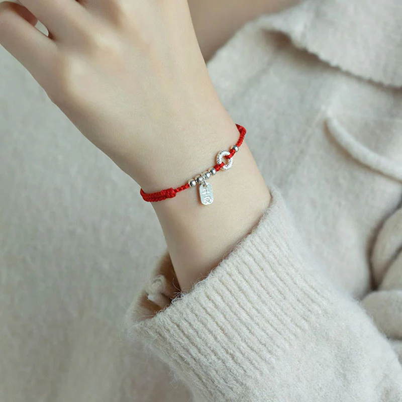 Buddha Stones 925 Sterling Silver Nuvole di Buon Auspicio Pace Fibbia Sano E Sano Bracciale Cavigliera - Image 16