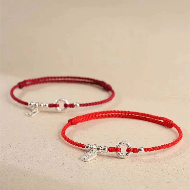 Buddha Stones 925 Sterling Silver Nuvole di Buon Auspicio Pace Fibbia Sano E Sano Bracciale Cavigliera - Image 17