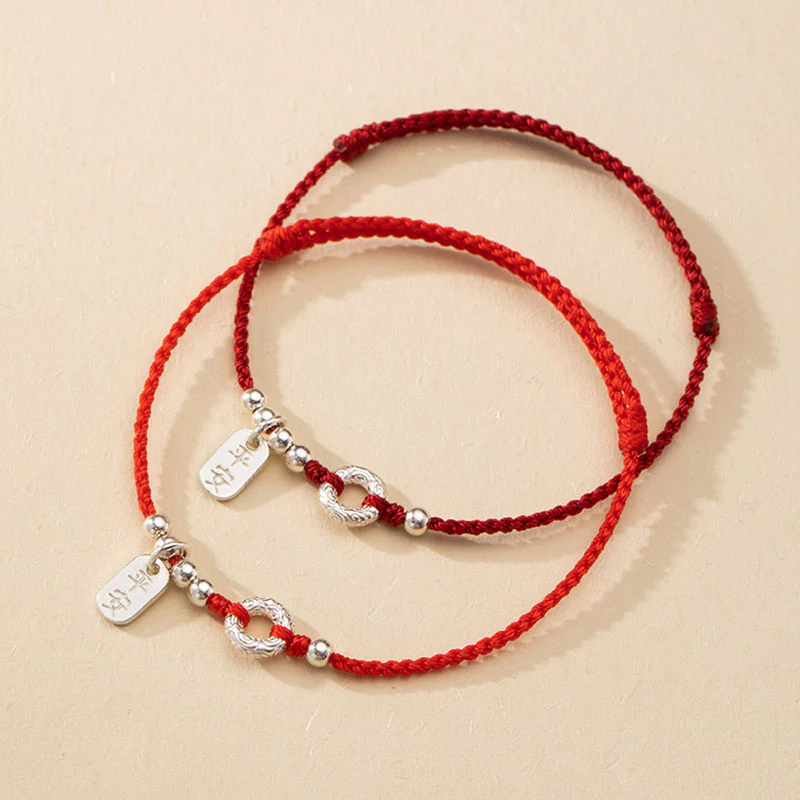 Buddha Stones 925 Sterling Silver Nuvole di Buon Auspicio Pace Fibbia Sano E Sano Bracciale Cavigliera - Image 3