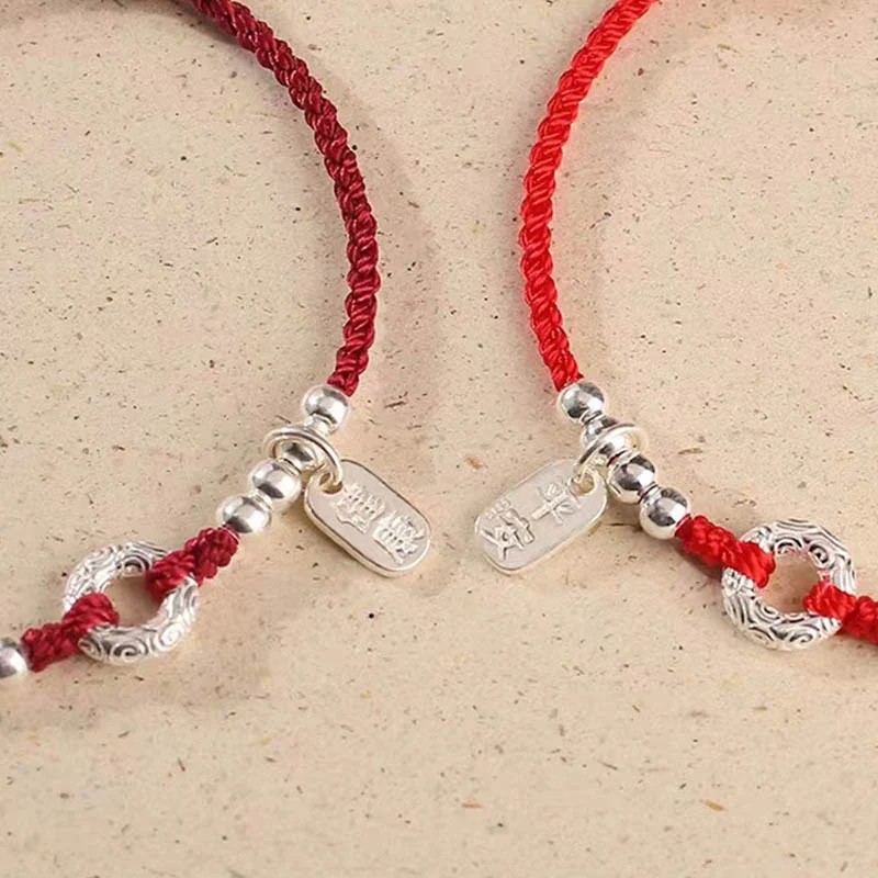 Buddha Stones 925 Sterling Silver Nuvole di Buon Auspicio Pace Fibbia Sano E Sano Bracciale Cavigliera - Image 4