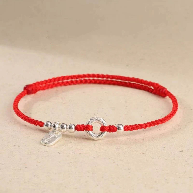 Buddha Stones 925 Sterling Silver Nuvole di Buon Auspicio Pace Fibbia Sano E Sano Bracciale Cavigliera - Image 6