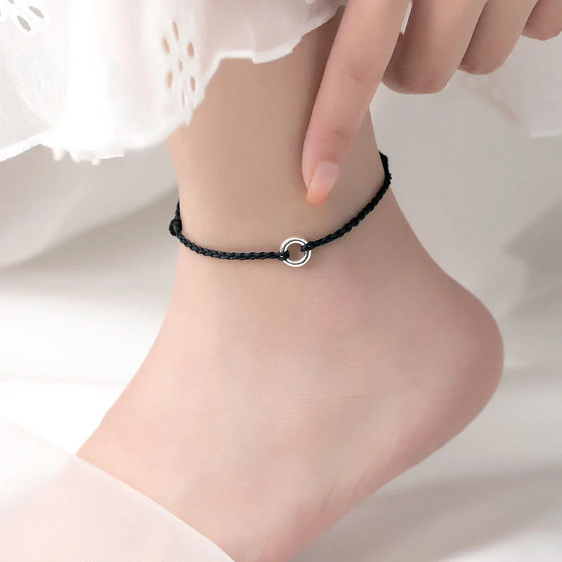Buddha Stones 925 Sterling Silver Peace Buckle Luck String Braid Rope Cavigliera - Image 12