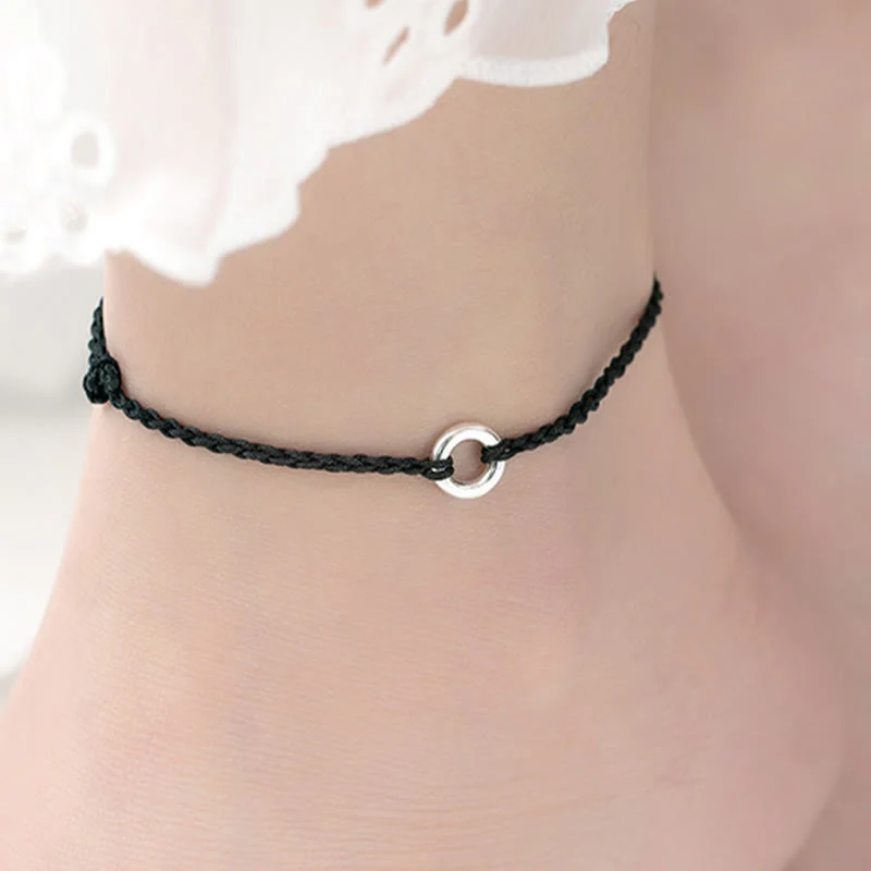 Buddha Stones 925 Sterling Silver Peace Buckle Luck String Braid Rope Cavigliera - Image 14