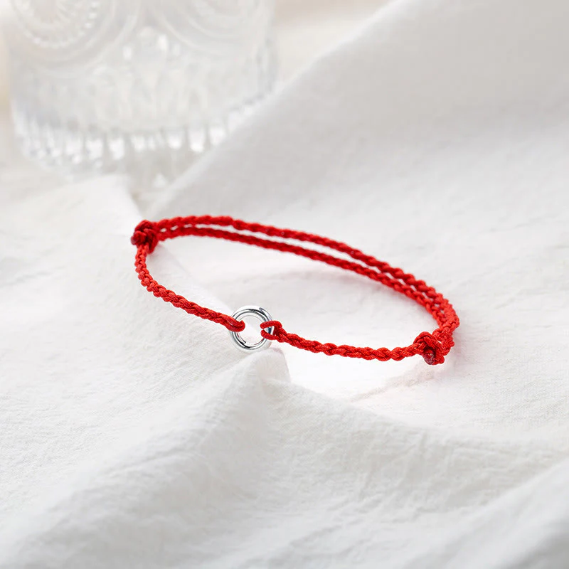 Buddha Stones 925 Sterling Silver Peace Buckle Luck String Braid Rope Cavigliera - Image 4