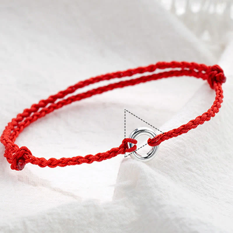 Buddha Stones 925 Sterling Silver Peace Buckle Luck String Braid Rope Cavigliera - Image 5