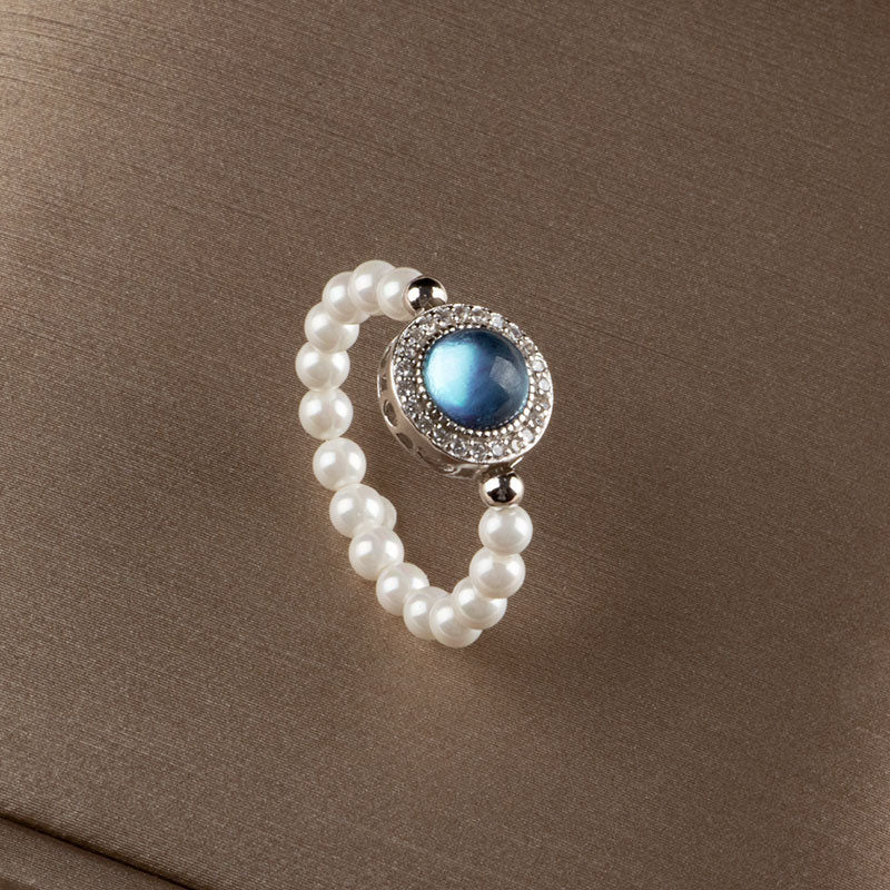 Buddha Stones 925 Sterling Silver Perla Calcedonio Blu Guarigione Catena Bracciale Anello - Image 8