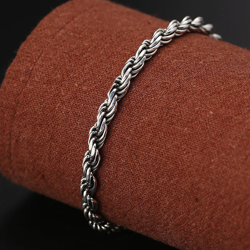 Buddha Stones 925 Sterling Silver Tibet Om Mani Padme Hum Doppio Dorje Vajra Twisted Design Bracciale Peace Love - Image 5