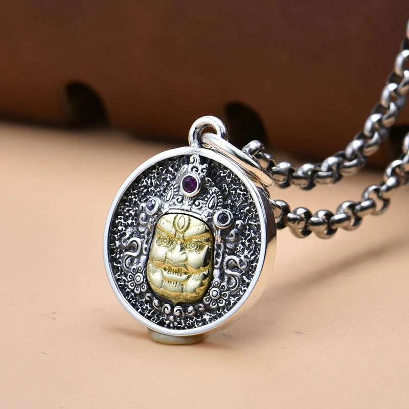 Buddha Stones 925 Sterling Silver Zakiram Dea della Ricchezza Dorje Vajra Collana Pendente Spirituale - Image 3