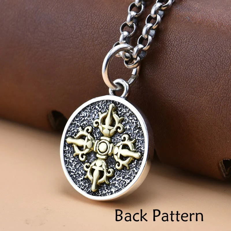 Buddha Stones 925 Sterling Silver Zakiram Dea della Ricchezza Dorje Vajra Collana Pendente Spirituale - Image 4